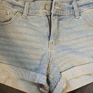 Hollister Blue Jean Shorts with Cuffed Hem